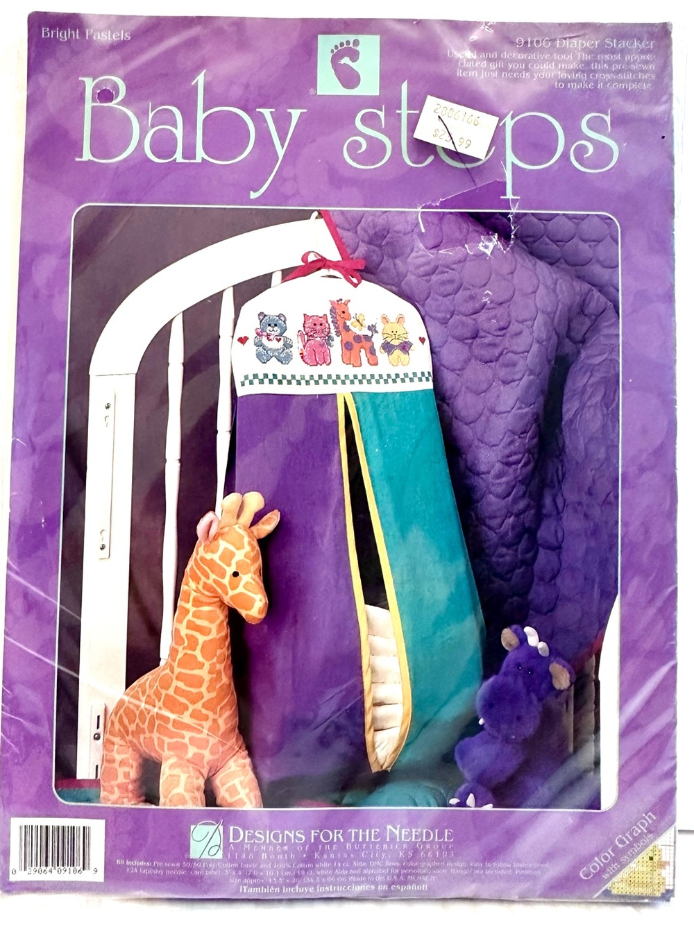 Vintage diaper stacker cross stitch kit